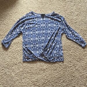 AGB Navy and White Patterned Blouse